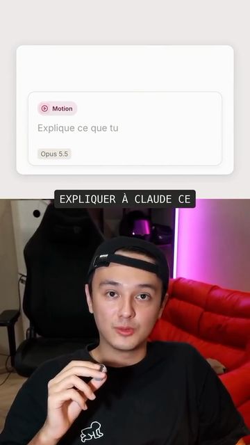 Image du reel monté : une fenêtre d’application en haut, le sous-titre « Expliquer à Claude ce », Danai face caméra en bas.